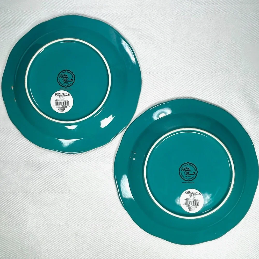 Set of 2 The Pioneer Woman Vintage Floral Teal Dinner Plates 10.5